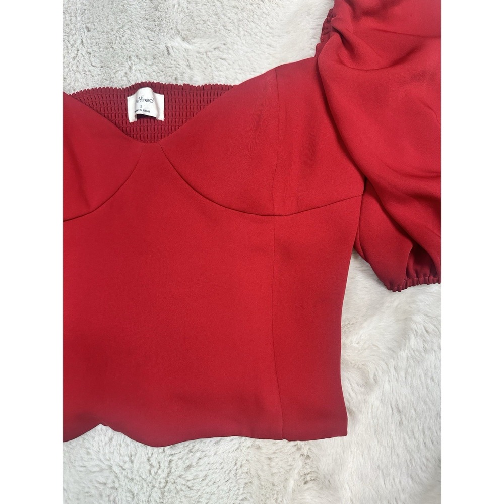 Wilfred Women's Novella Blouse Small Red Sweetheart Neck Smock Puff Sleeve - Picture 4 of 16